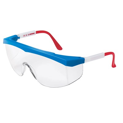 SS1 RED,WHITE,BLUE/CLEAR SFTY GLASSES