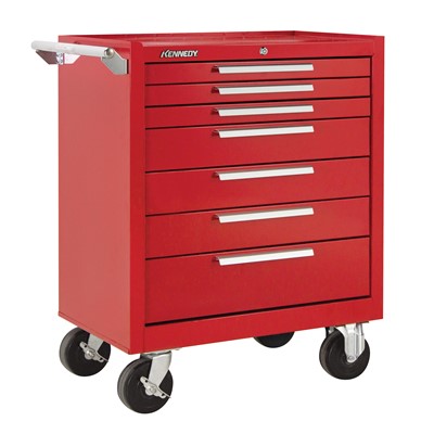 KENNEDY 29IN 7-DRAWER ROLLER CABINET RED